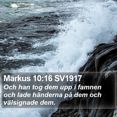 Markus 10:16 SV1917 Bible Verse Image