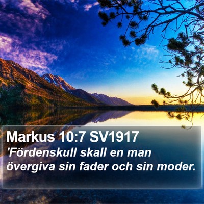 Markus 10:7 SV1917 Bible Verse Image