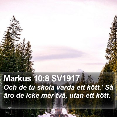 Markus 10:8 SV1917 Bible Verse Image