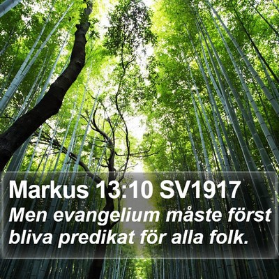 Markus 13:10 SV1917 Bible Verse Image