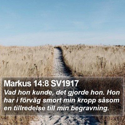 Markus 14:8 SV1917 Bible Verse Image