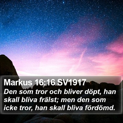 Markus 16:16 SV1917 Bible Verse Image