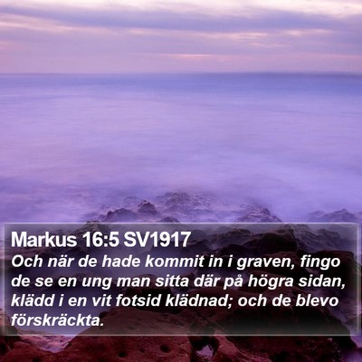 Markus 16:5 SV1917 Bible Verse Image