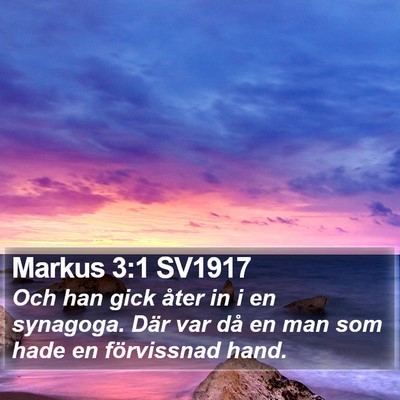 Markus 3:1 SV1917 Bible Verse Image