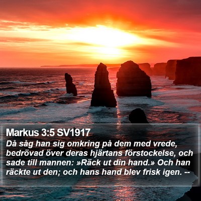 Markus 3:5 SV1917 Bible Verse Image