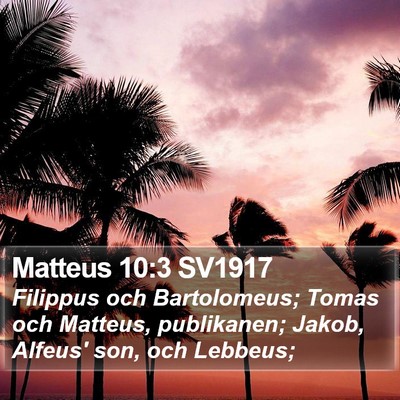 Matteus 10:3 SV1917 Bible Verse Image