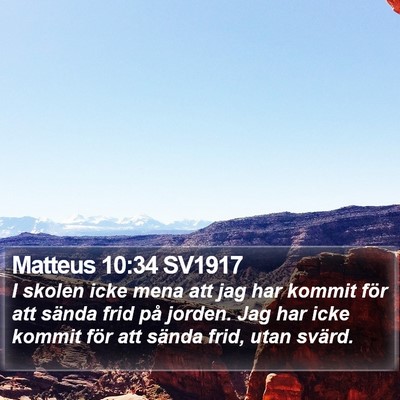 Matteus 10:34 SV1917 Bible Verse Image