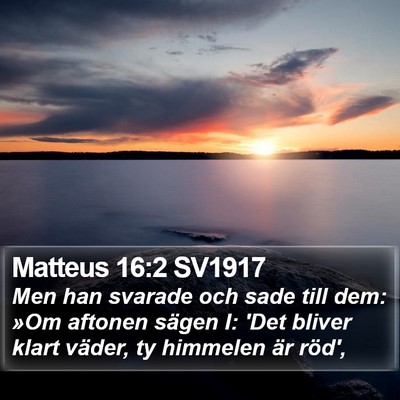 Matteus 16:2 SV1917 Bible Verse Image
