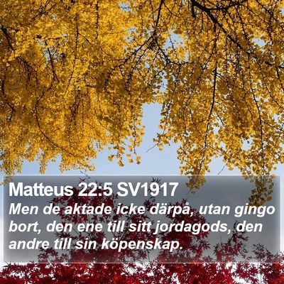 Matteus 22:5 SV1917 Bible Verse Image
