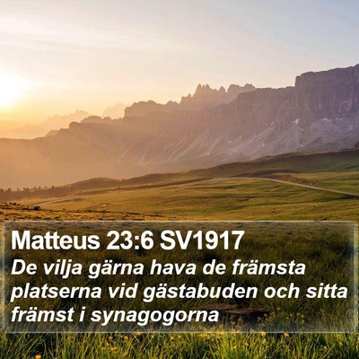 Matteus 23:6 SV1917 Bible Verse Image
