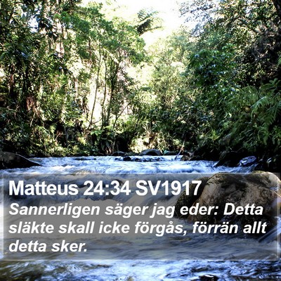 Matteus 24:34 SV1917 Bible Verse Image