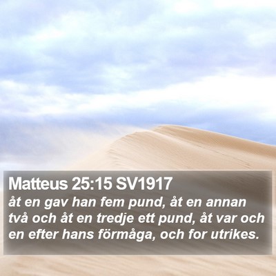 Matteus 25:15 SV1917 Bible Verse Image
