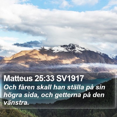 Matteus 25:33 SV1917 Bible Verse Image