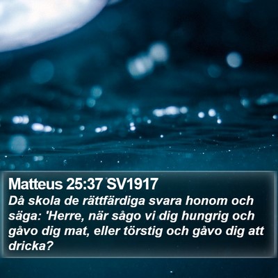 Matteus 25:37 SV1917 Bible Verse Image