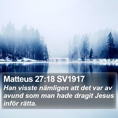 Matteus 27:18 SV1917 Bible Verse Image