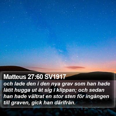 Matteus 27:60 SV1917 Bible Verse Image