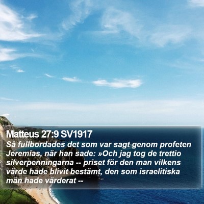 Matteus 27:9 SV1917 Bible Verse Image