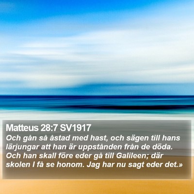 Matteus 28:7 SV1917 Bible Verse Image