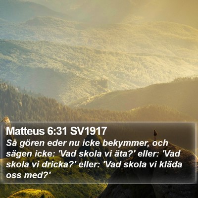 Matteus 6:31 SV1917 Bible Verse Image