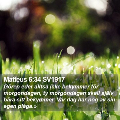 Matteus 6:34 SV1917 Bible Verse Image