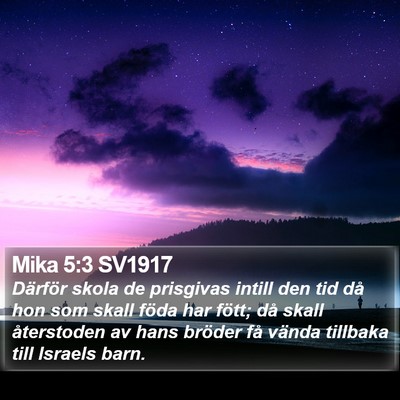Mika 5:3 SV1917 Bible Verse Image