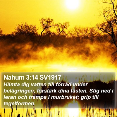 Nahum 3:14 SV1917 Bible Verse Image