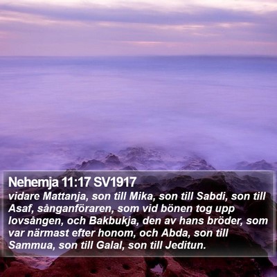 Nehemja 11:17 SV1917 Bible Verse Image