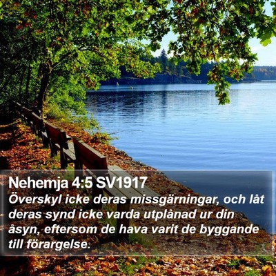 Nehemja 4:5 SV1917 Bible Verse Image