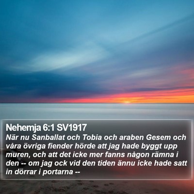 Nehemja 6:1 SV1917 Bible Verse Image