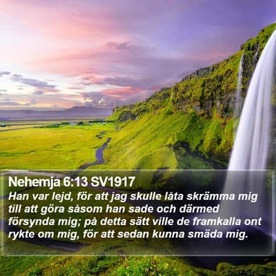 Nehemja 6:13 SV1917 Bible Verse Image