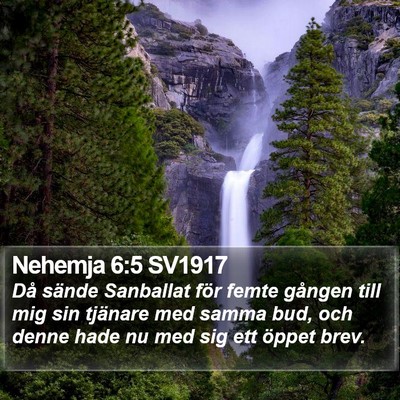 Nehemja 6:5 SV1917 Bible Verse Image
