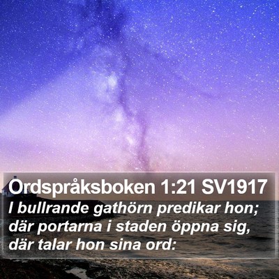 Ordspråksboken 1:21 SV1917 Bible Verse Image