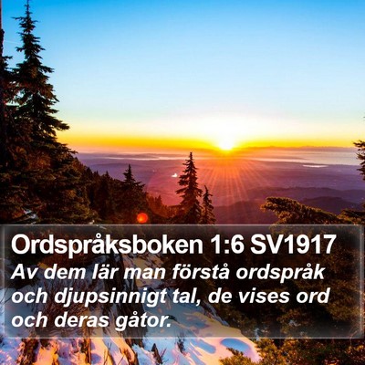 Ordspråksboken 1:6 SV1917 Bible Verse Image