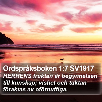 Ordspråksboken 1:7 SV1917 Bible Verse Image