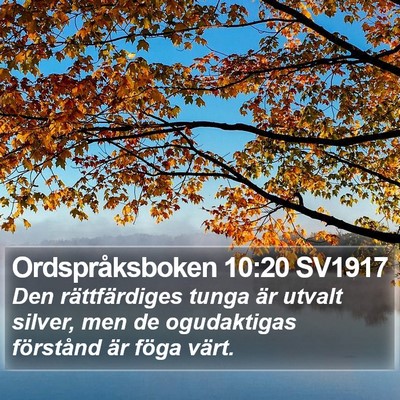 Ordspråksboken 10:20 SV1917 Bible Verse Image