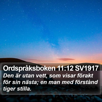 Ordspråksboken 11:12 SV1917 Bible Verse Image