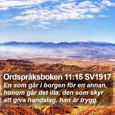 Ordspråksboken 11:15 SV1917 Bible Verse Image