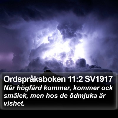 Ordspråksboken 11:2 SV1917 Bible Verse Image
