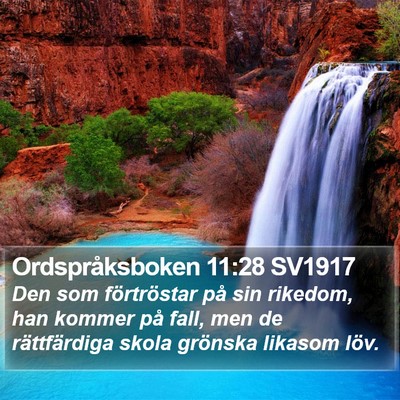 Ordspråksboken 11:28 SV1917 Bible Verse Image