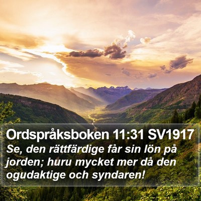 Ordspråksboken 11:31 SV1917 Bible Verse Image