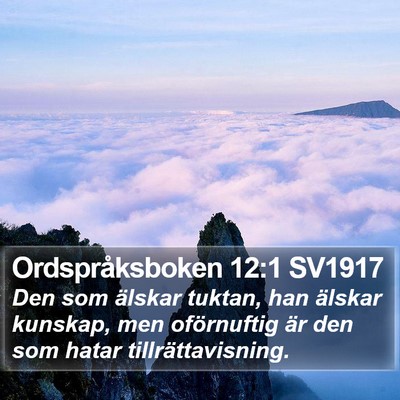 Ordspråksboken 12:1 SV1917 Bible Verse Image