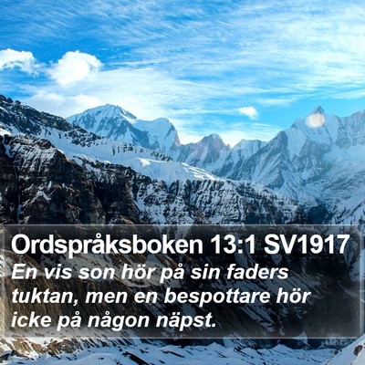 Ordspråksboken 13:1 SV1917 Bible Verse Image