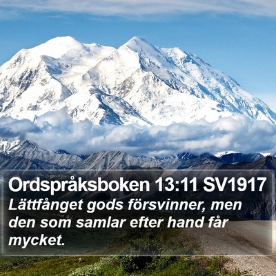 Ordspråksboken 13:11 SV1917 Bible Verse Image
