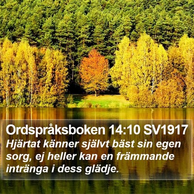 Ordspråksboken 14:10 SV1917 Bible Verse Image