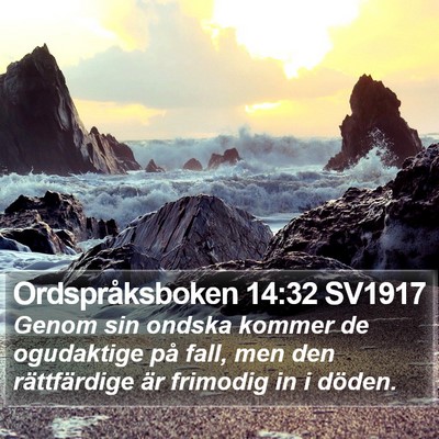 Ordspråksboken 14:32 SV1917 Bible Verse Image