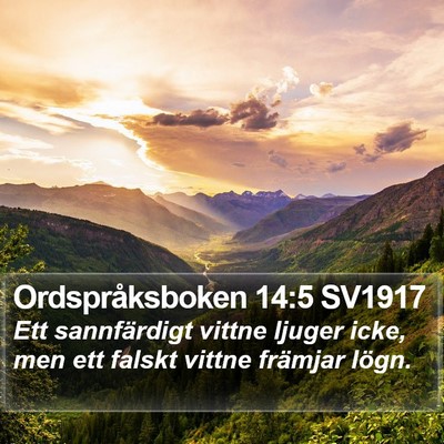 Ordspråksboken 14:5 SV1917 Bible Verse Image