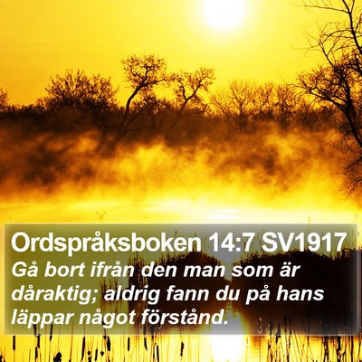 Ordspråksboken 14:7 SV1917 Bible Verse Image