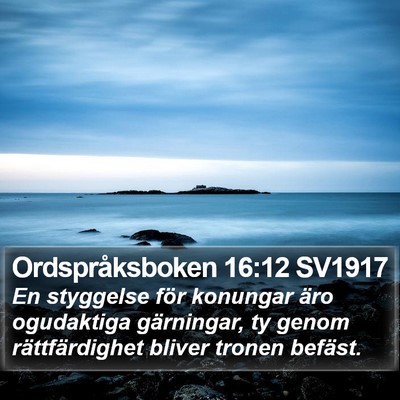 Ordspråksboken 16:12 SV1917 Bible Verse Image
