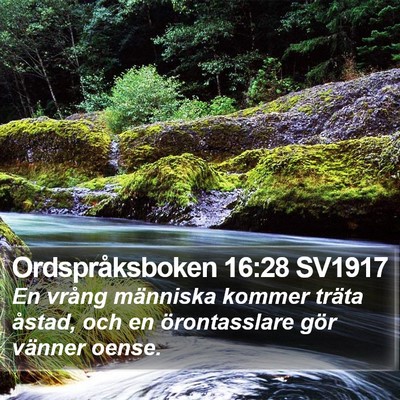 Ordspråksboken 16:28 SV1917 Bible Verse Image
