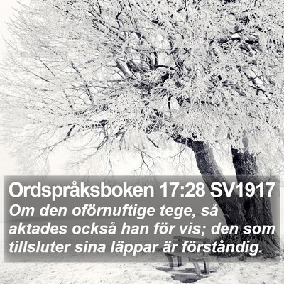 Ordspråksboken 17:28 SV1917 Bible Verse Image